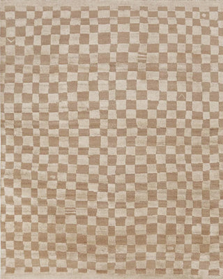 Irregular Checkerboard Hand-Knotted Wool Rug