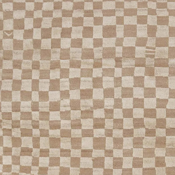 Irregular Checkerboard Hand-Knotted Wool Rug