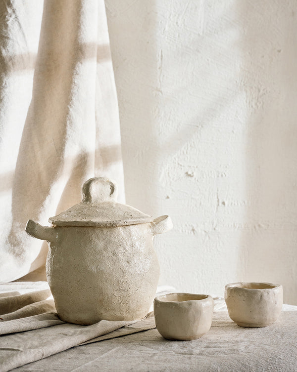 Ceramic Lidded Canister & Cups, Set